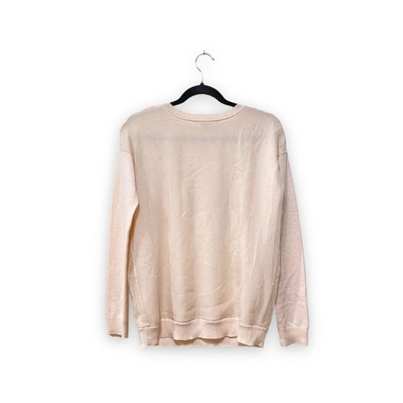 Vince Chiffon Overlay Cashmere Silk Crewneck Cream Pullover Sweater Size XS - Picture 5 of 10